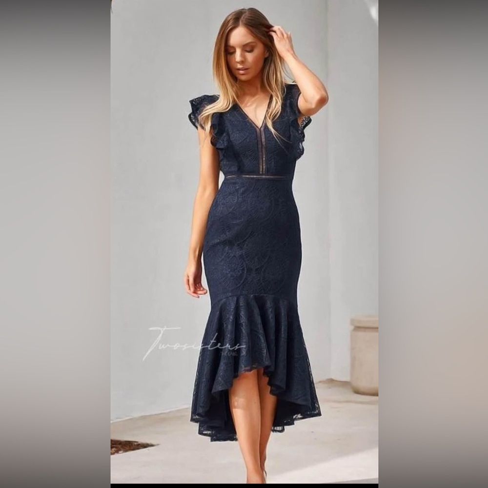 Jaus Chantelle Dress Navy Lace Size 4